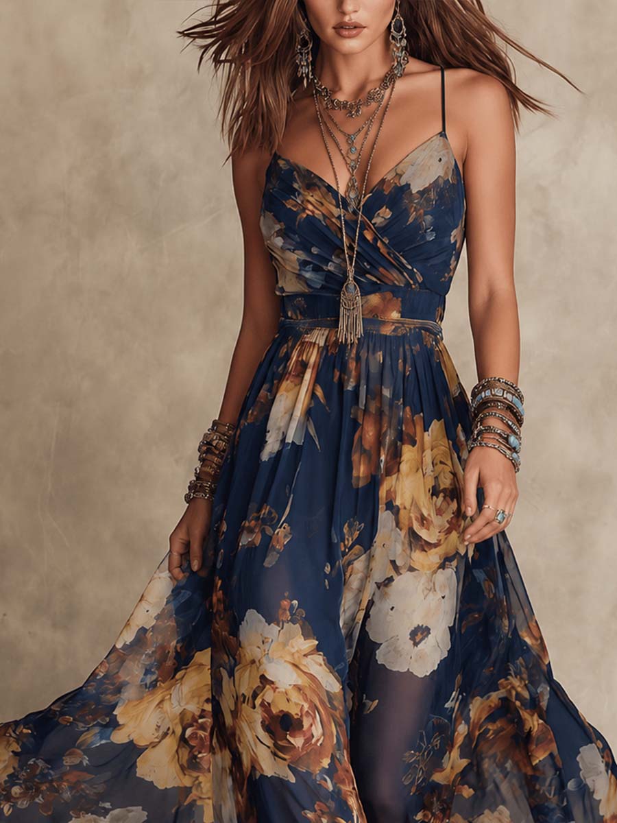 Dulce: Vestido largo floral con tirantes