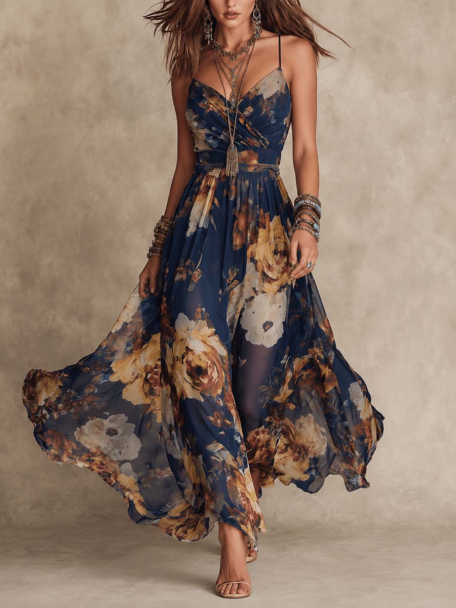 Dulce: Vestido largo floral con tirantes