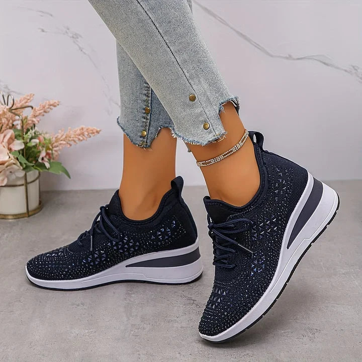 Trinidad | Zapatillas de punto con brillo y cuña
