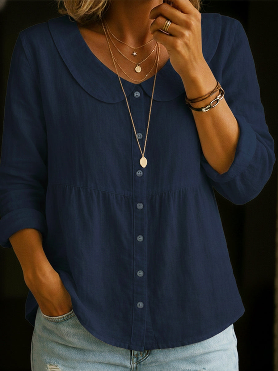 Rosalba | Blusa de lino con cuello bebé