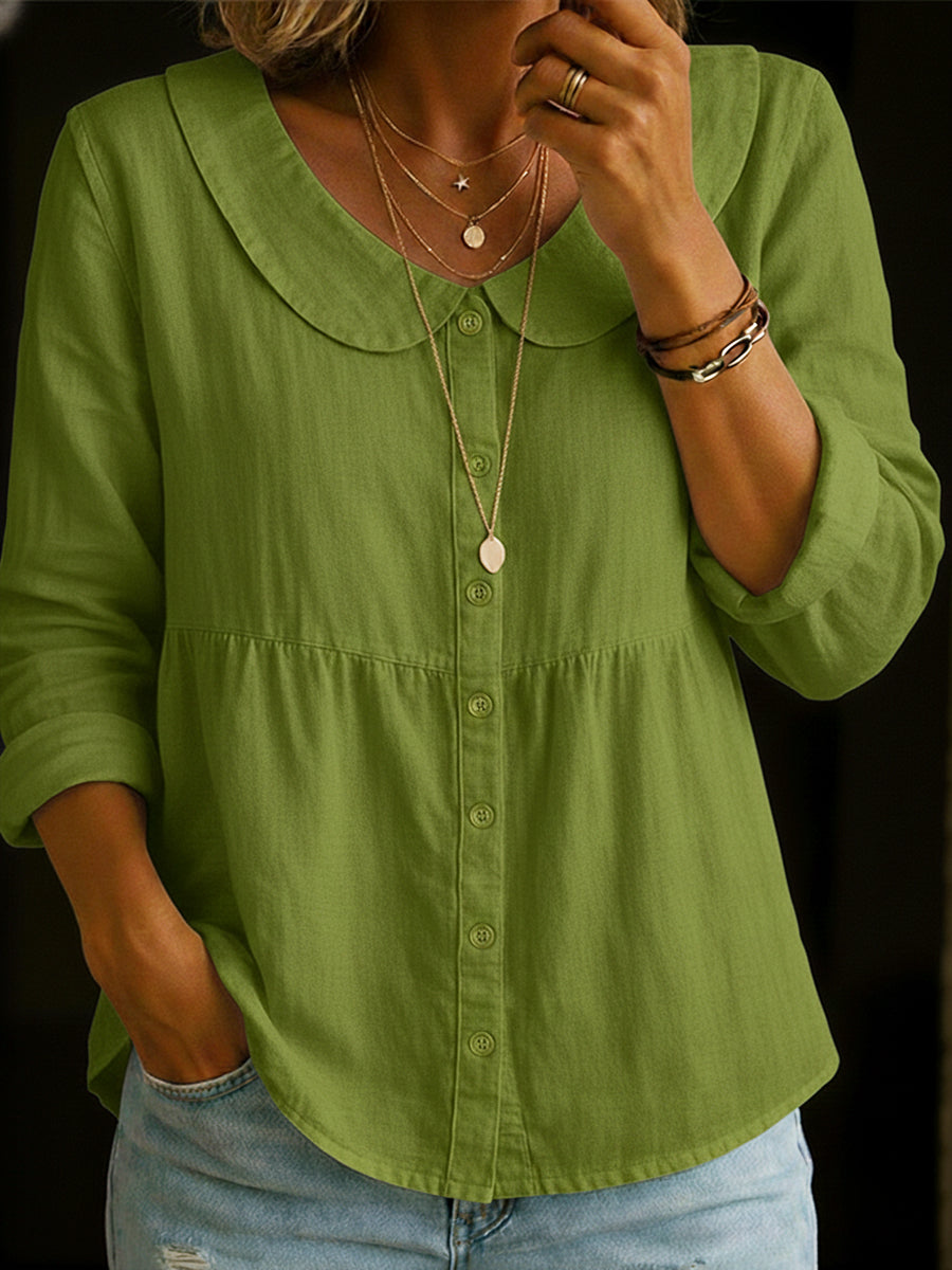 Rosalba | Blusa de lino con cuello bebé