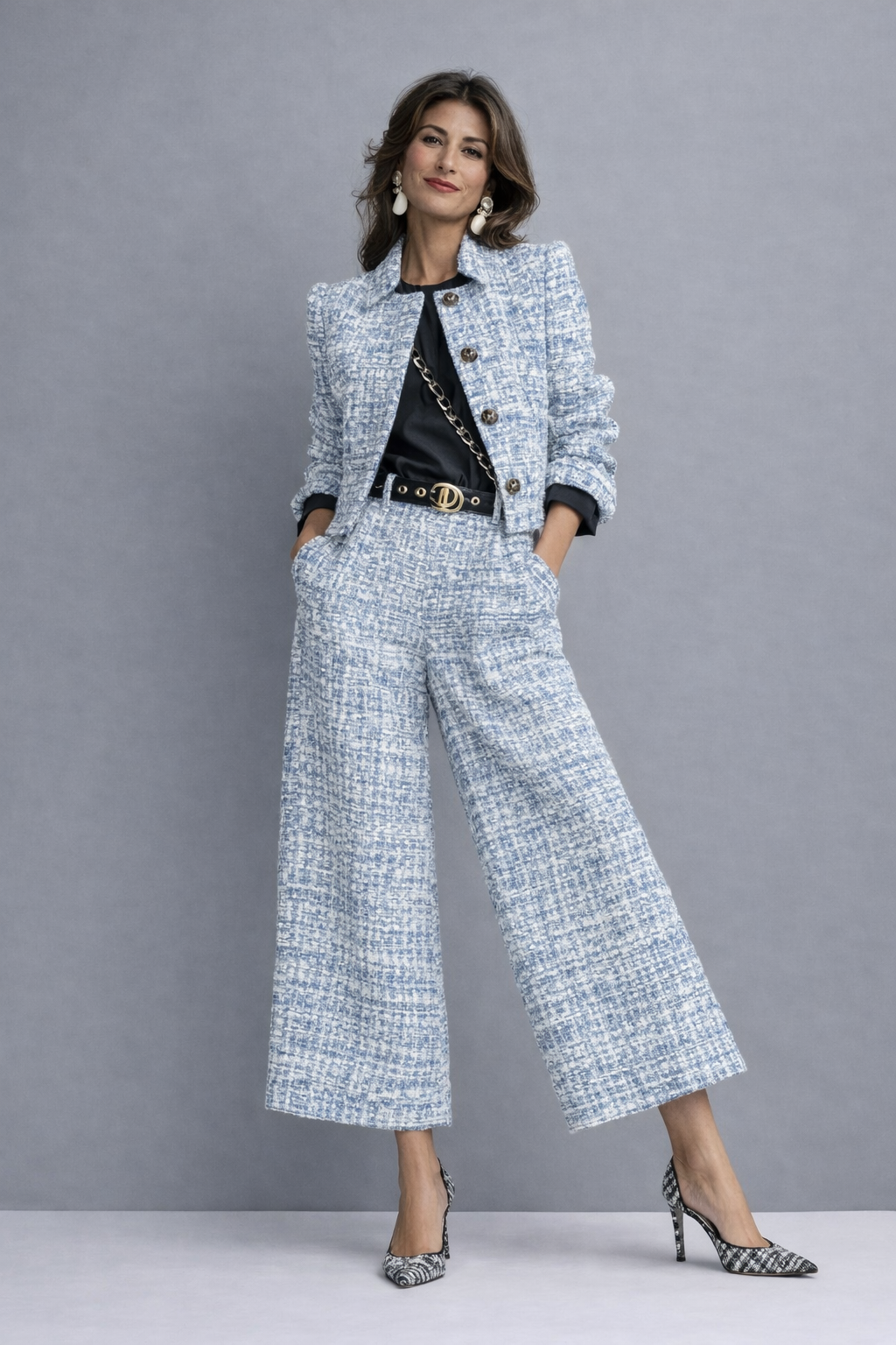 Azahara: Conjunto de tweed de dos piezas