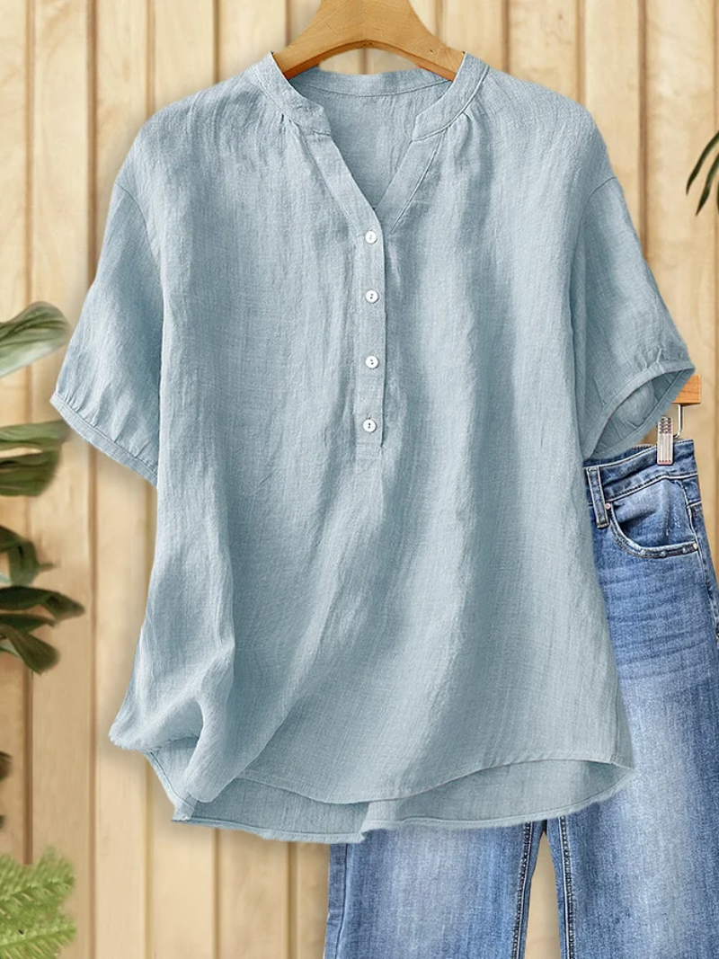 Penélope | Blusa de tacto suave con escote en pico
