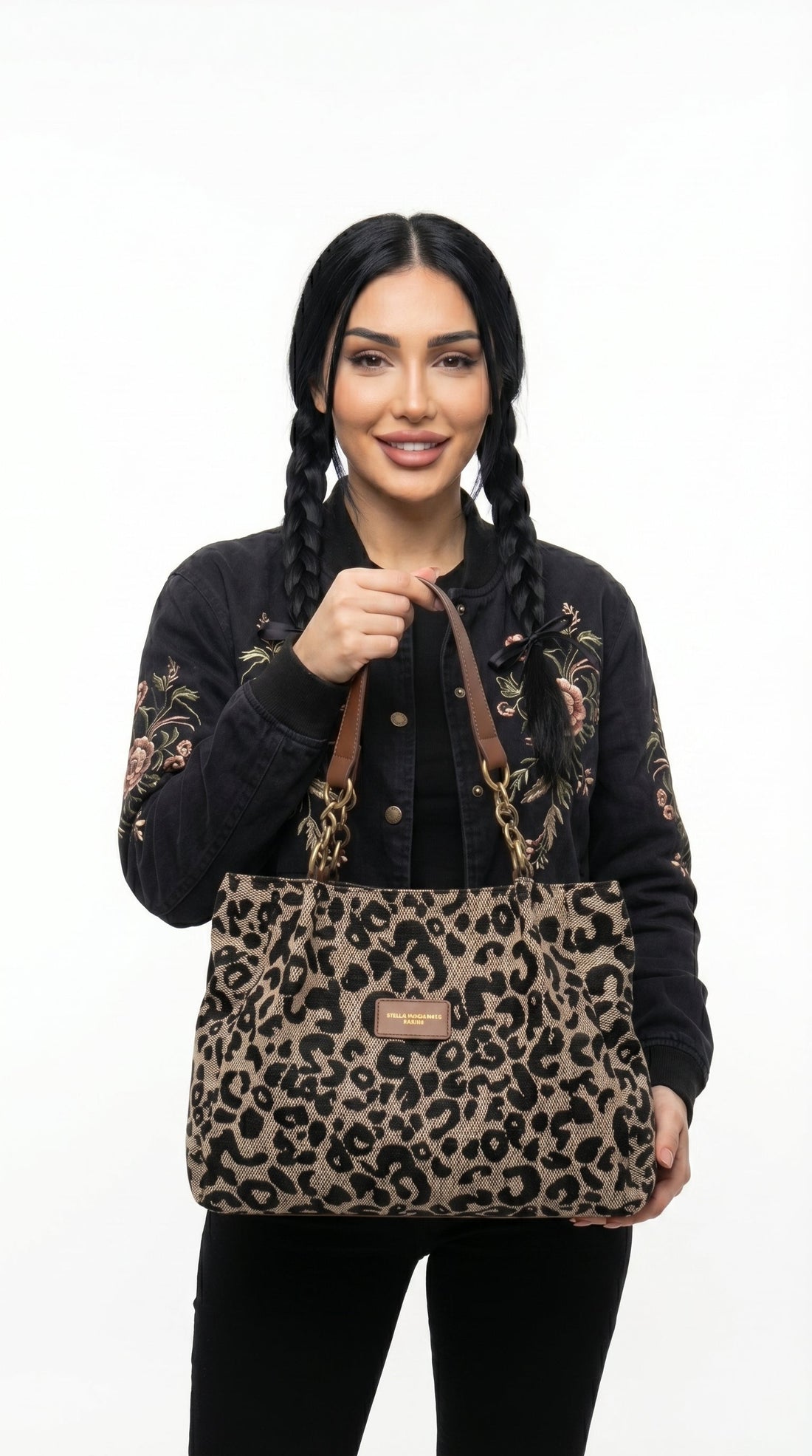 Tomasa | Bolso de leopardo con asas de cadena
