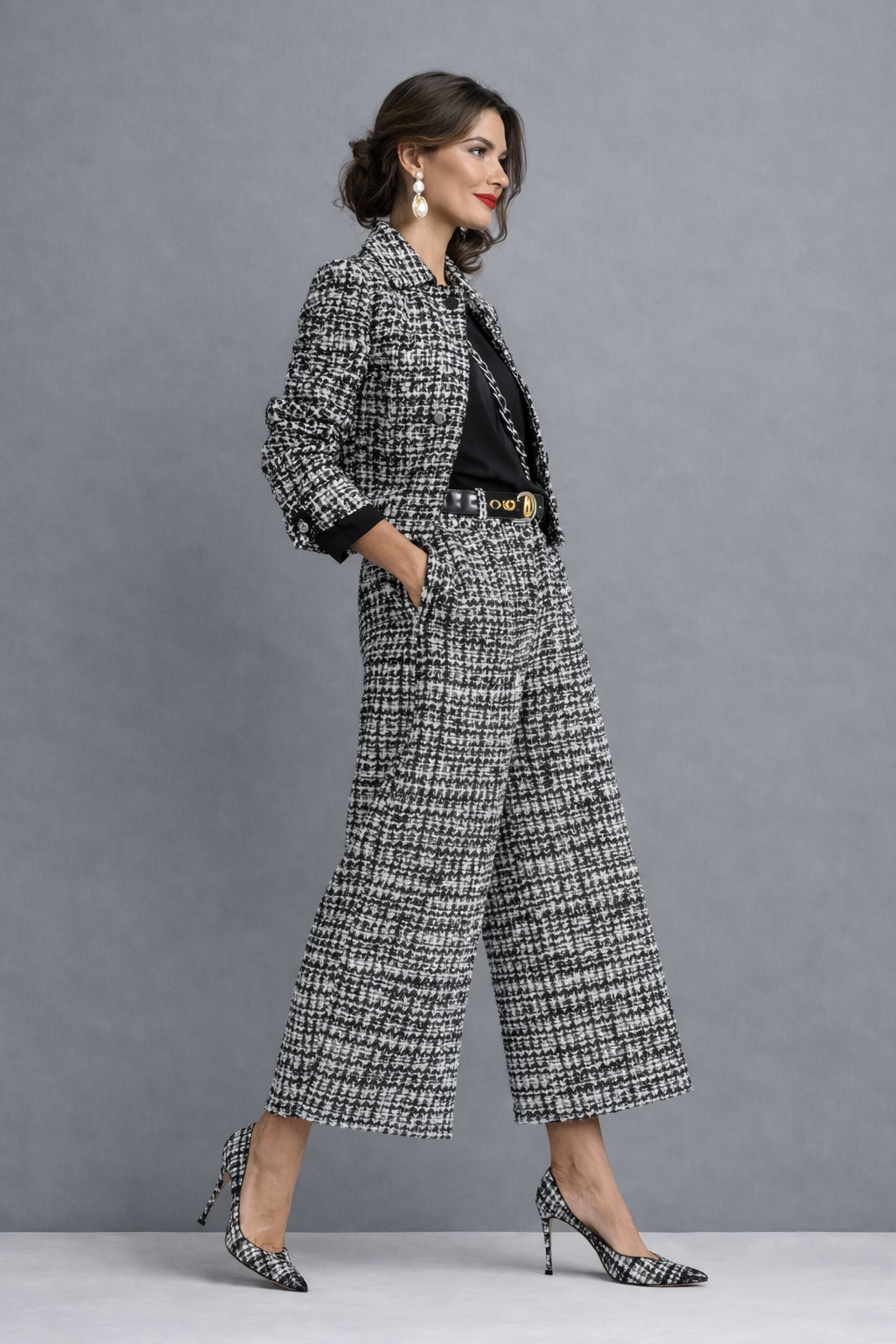 Azahara: Conjunto de tweed de dos piezas