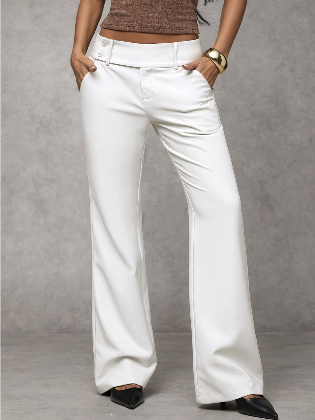 Silvia: Pantalón de corte fluido en blanco