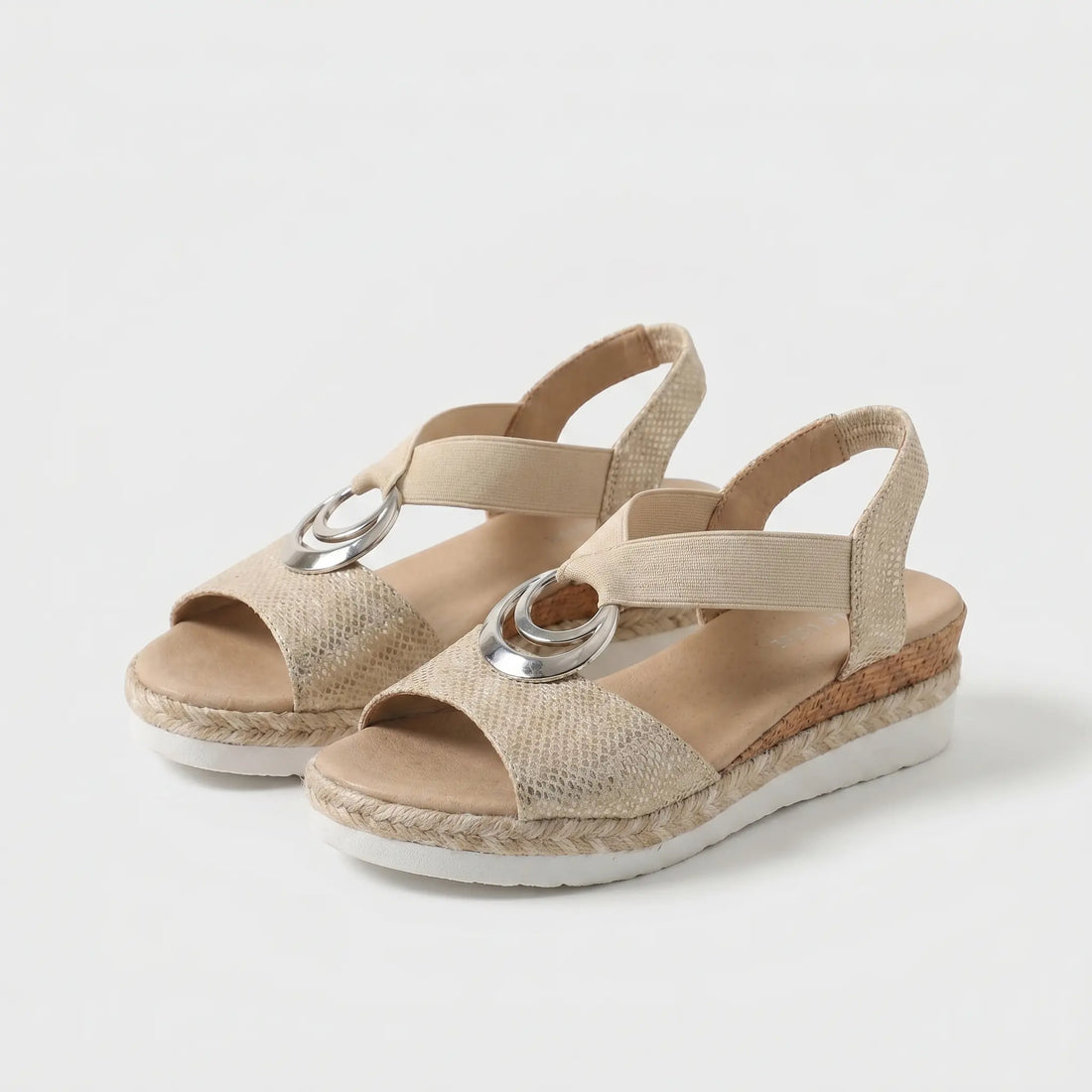 Ángeles | Sandalias de cuña con aro metálico