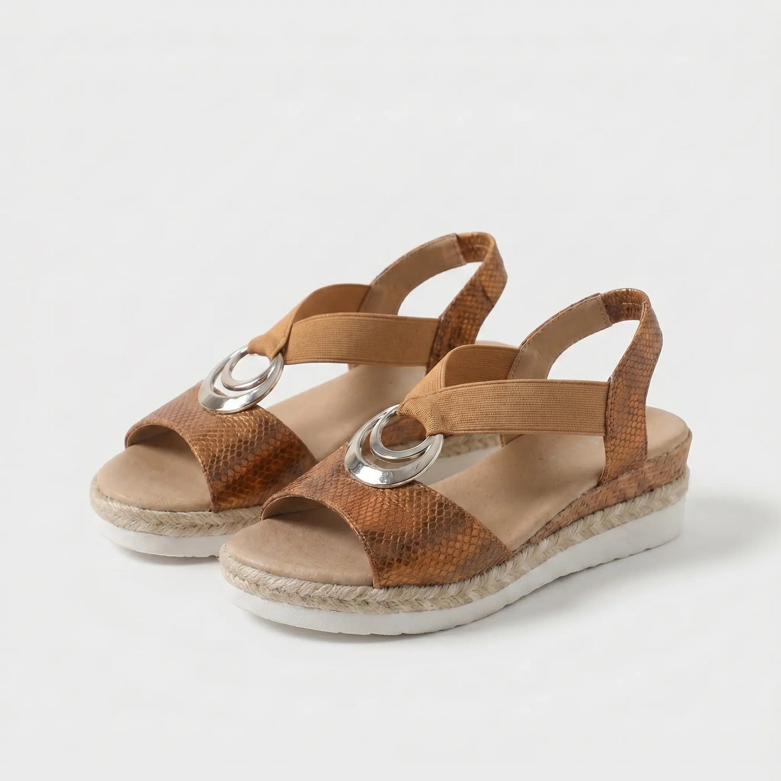 Ángeles | Sandalias de cuña con aro metálico