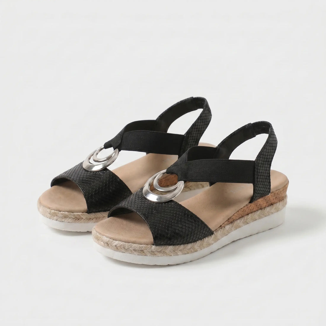Ángeles | Sandalias de cuña con aro metálico