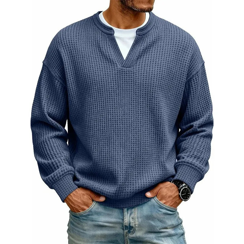 Daniel: Jersey de punto texturizado en azul marino