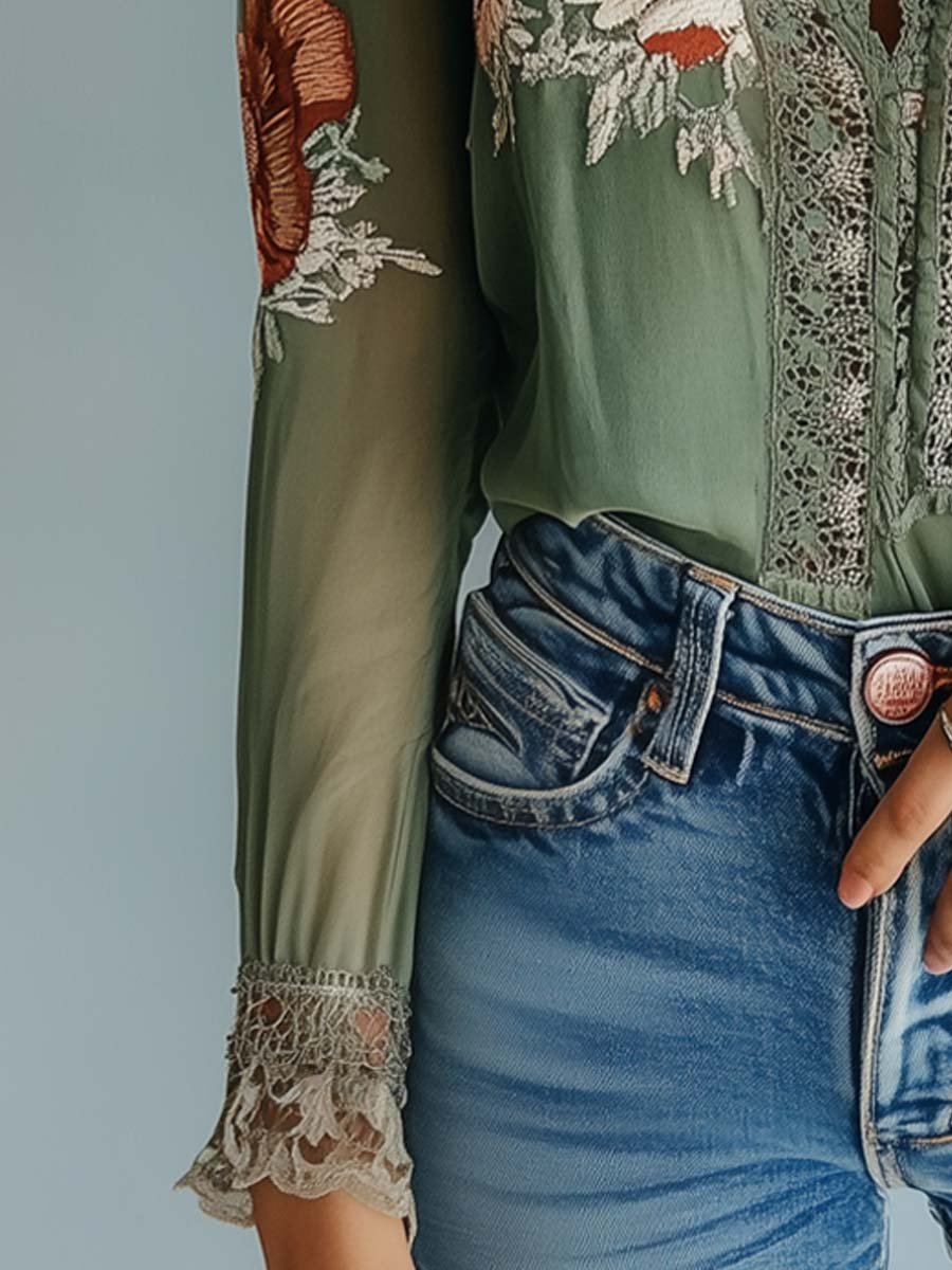 Gadea | Blusa floral con encaje
