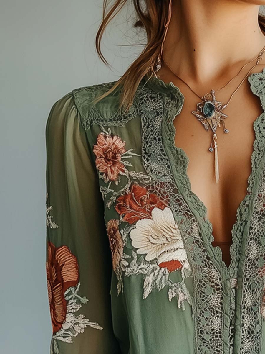 Gadea | Blusa floral con encaje