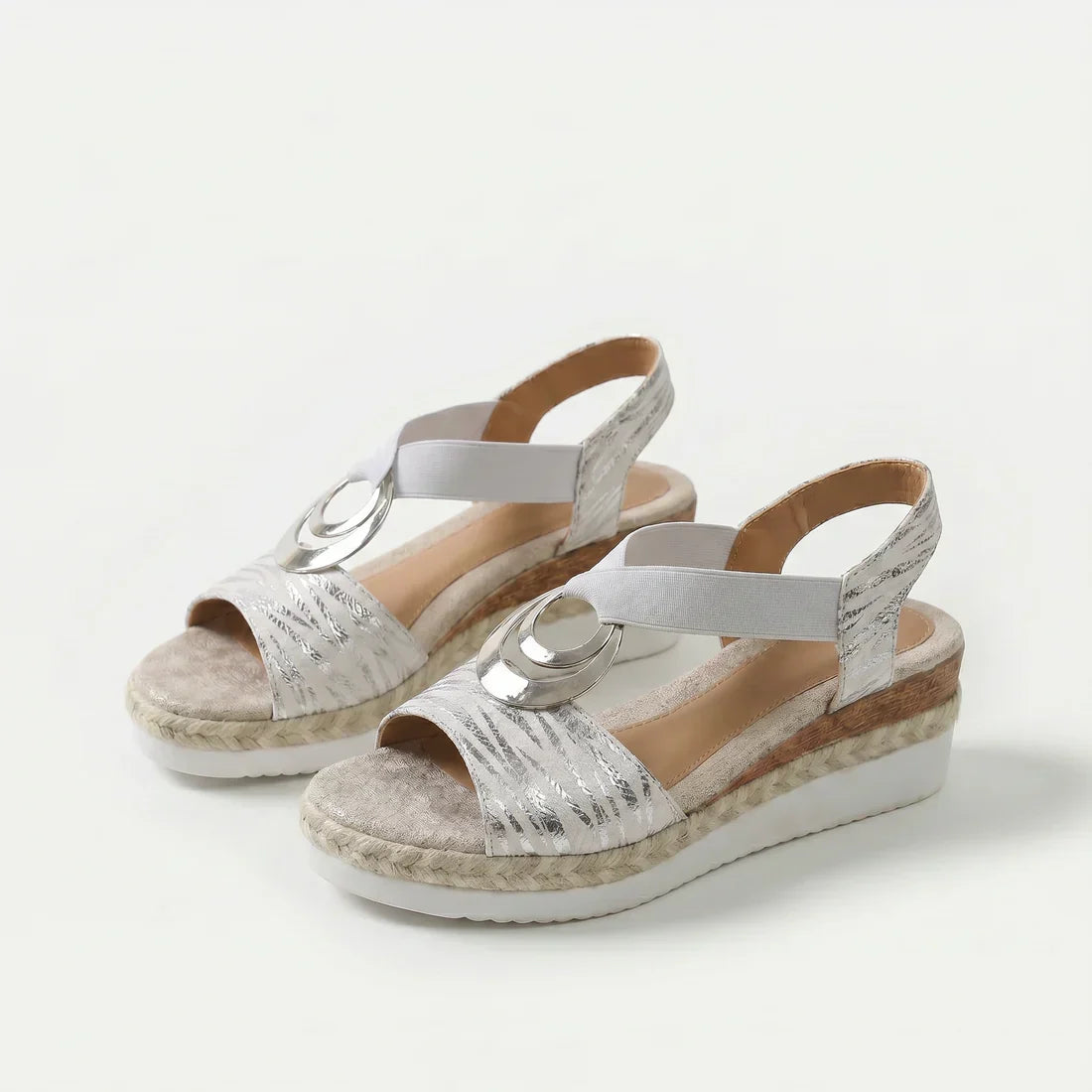 Ángeles | Sandalias de cuña con aro metálico