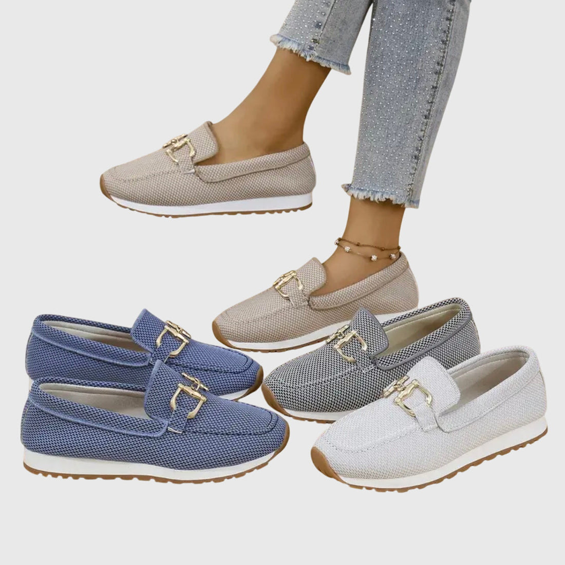 Antonia | Mocasines en tonos suaves con detalle metálico