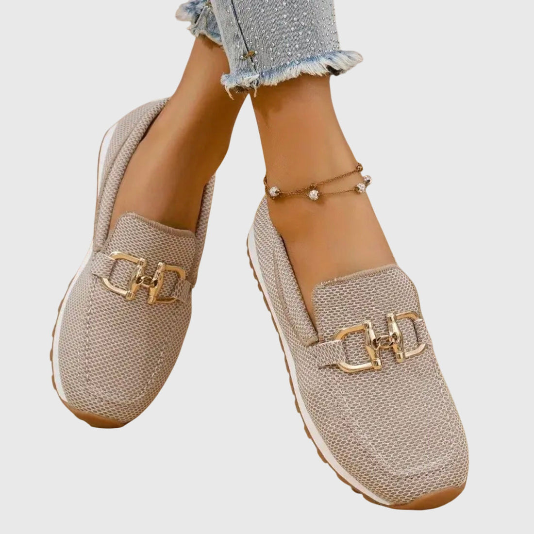 Antonia | Mocasines en tonos suaves con detalle metálico