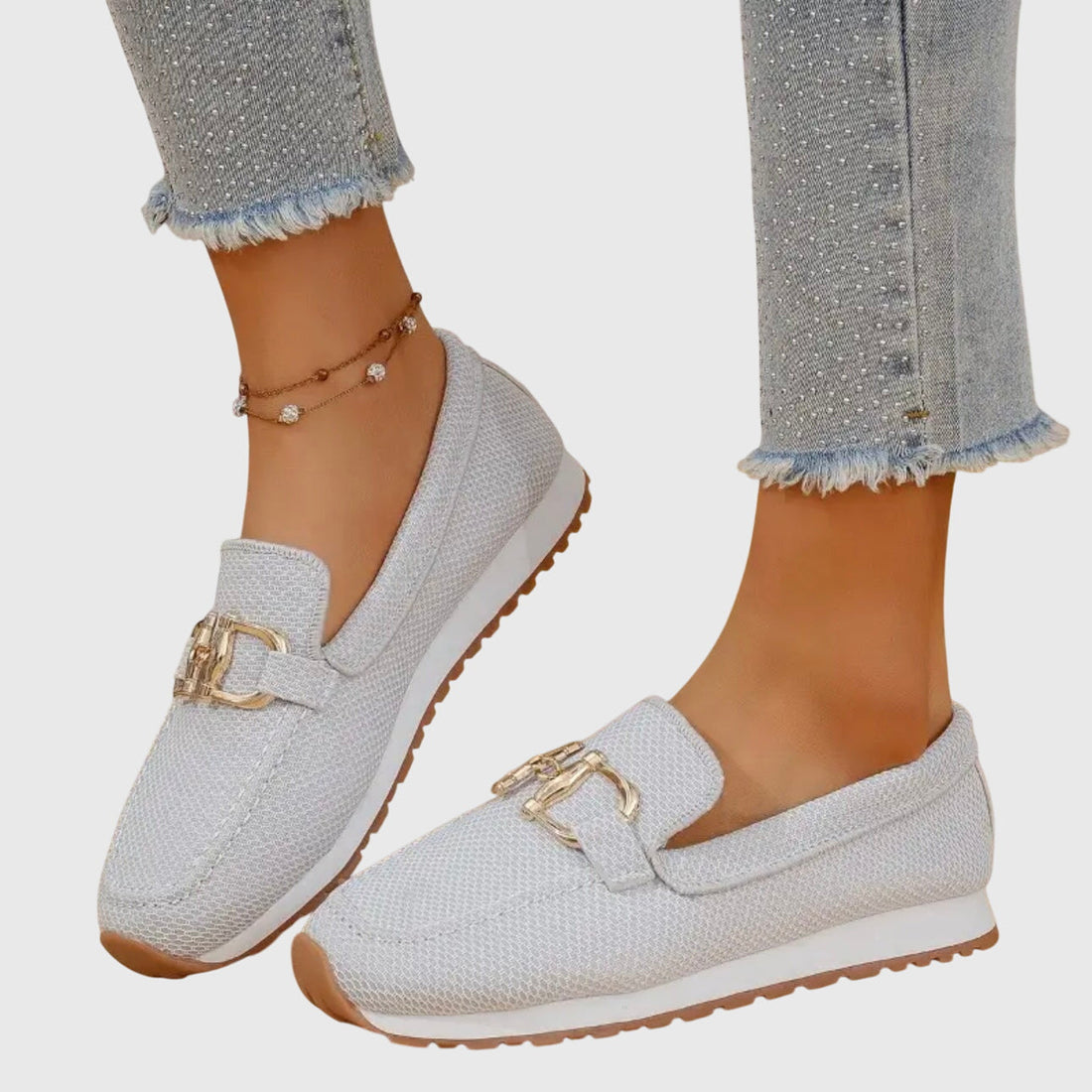Antonia | Mocasines en tonos suaves con detalle metálico