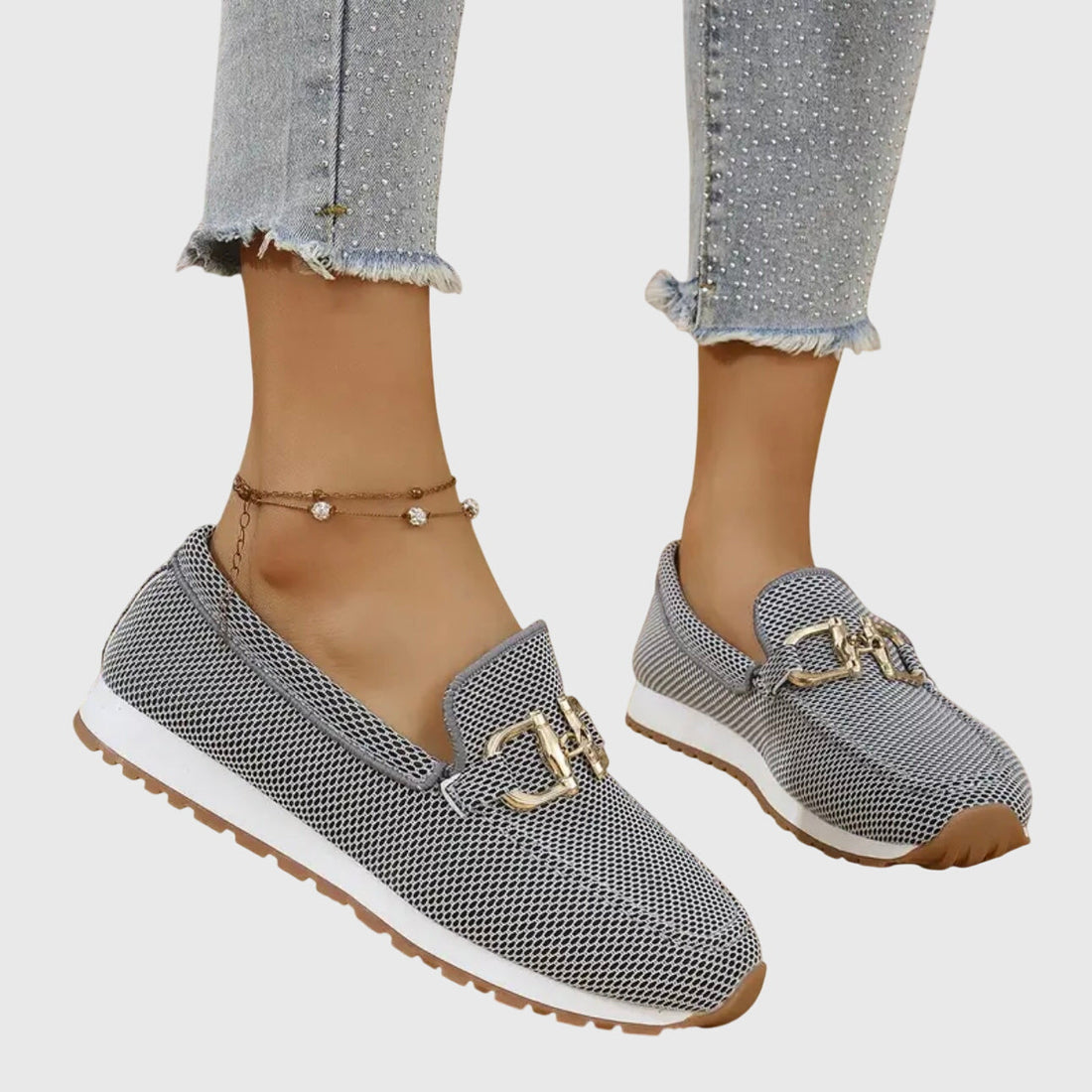 Antonia | Mocasines en tonos suaves con detalle metálico