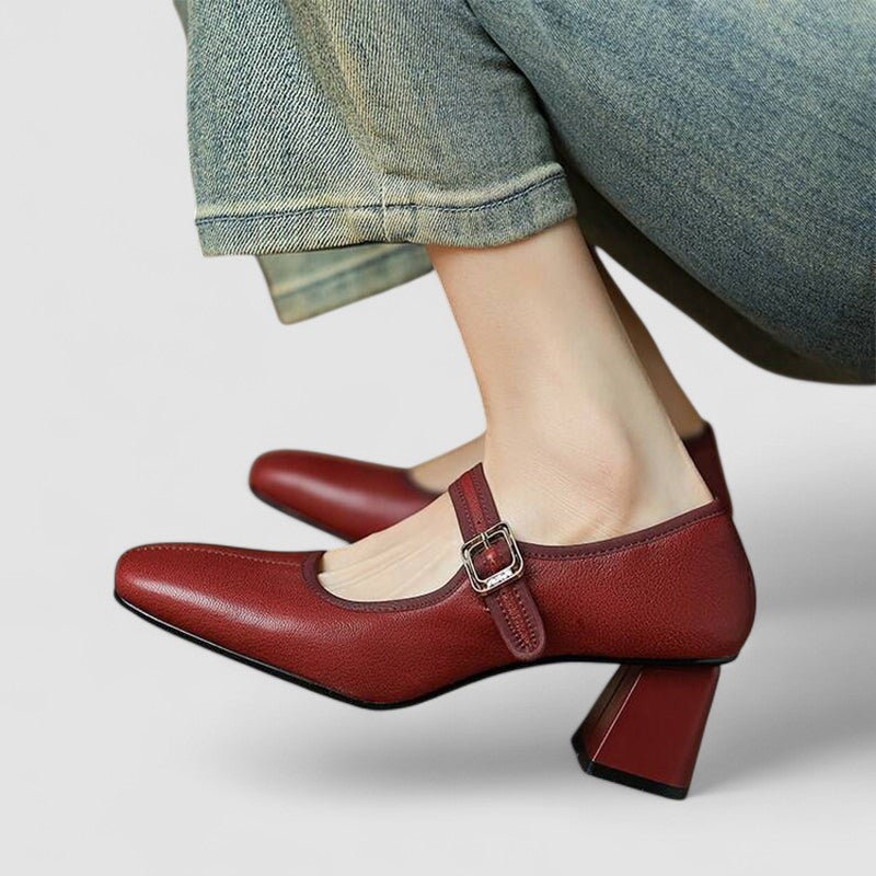 Lara | Zapatos Mary Jane de punta cuadrada con tacón medio