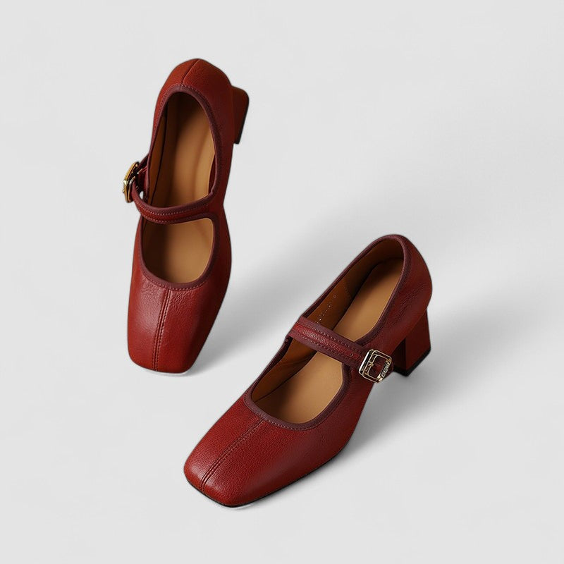 Lara | Zapatos Mary Jane de punta cuadrada con tacón medio