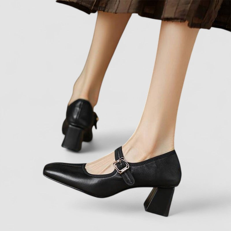 Lara | Zapatos Mary Jane de punta cuadrada con tacón medio