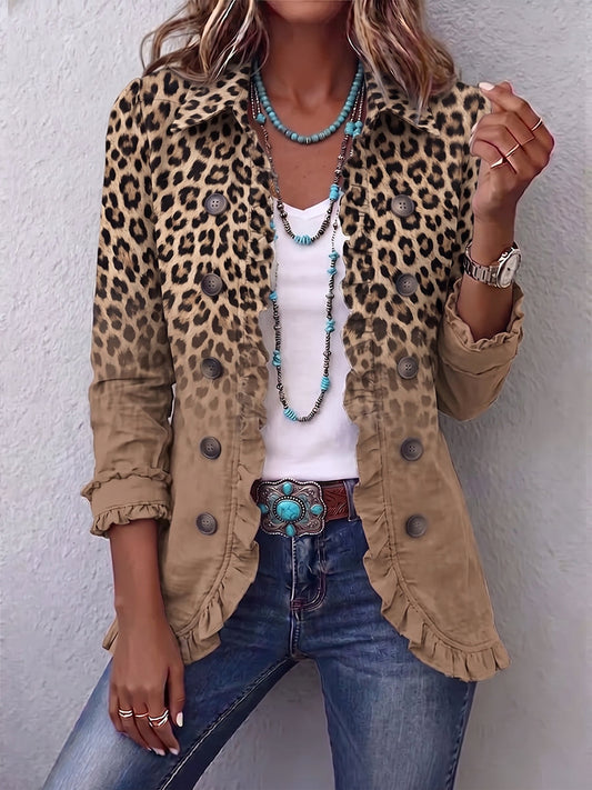 Estrella: Chaqueta de leopardo degradado con volantes