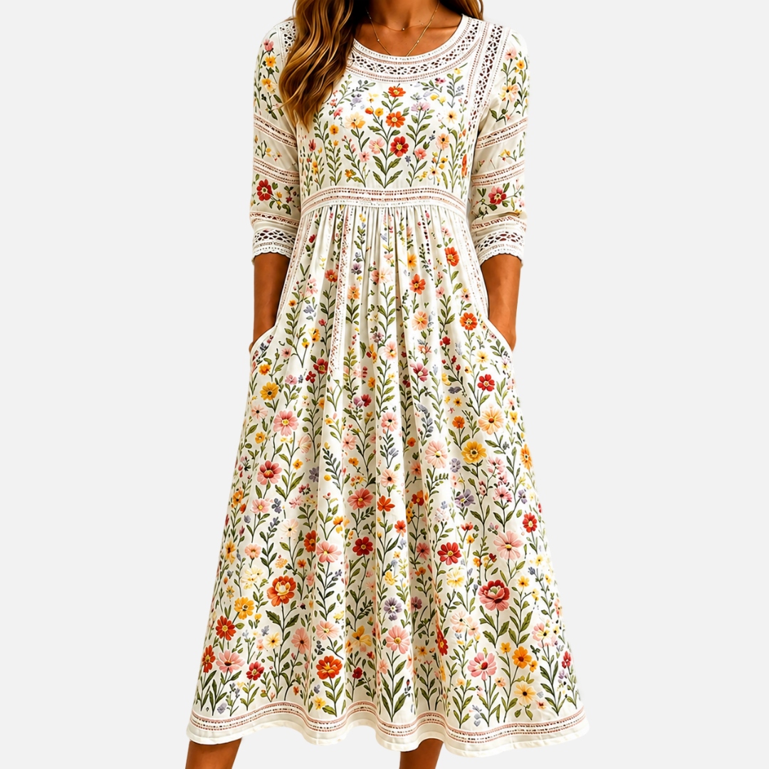 Leonor: Vestido midi floral Pradera Silvestre