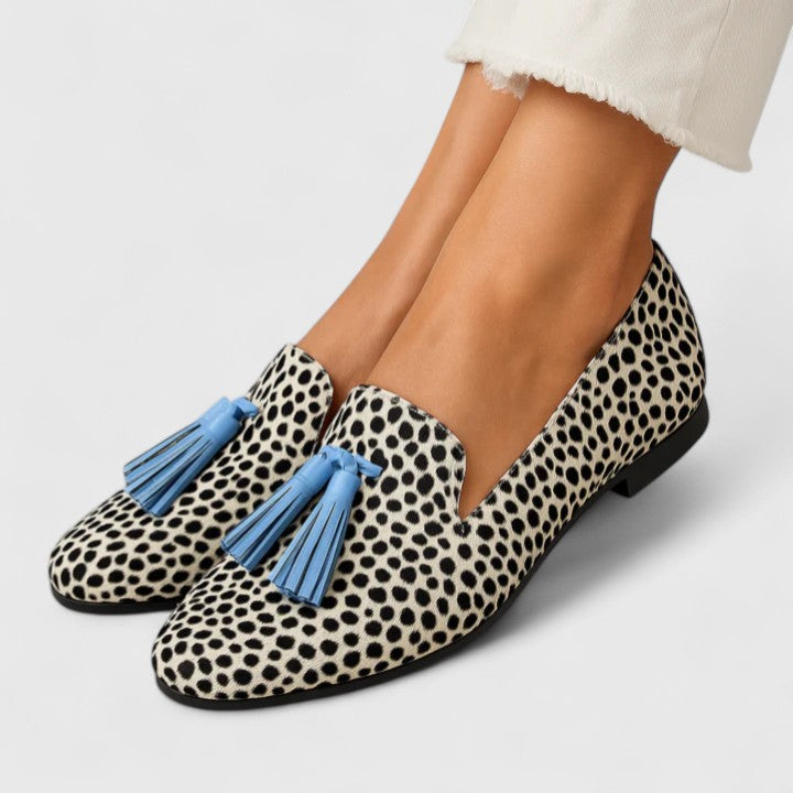 Evangelina | Mocasines estampados con borlas