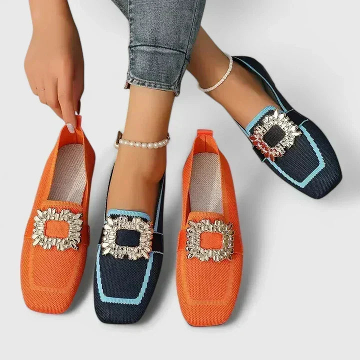 Felisa | Mocasines de punta cuadrada con hebilla joya