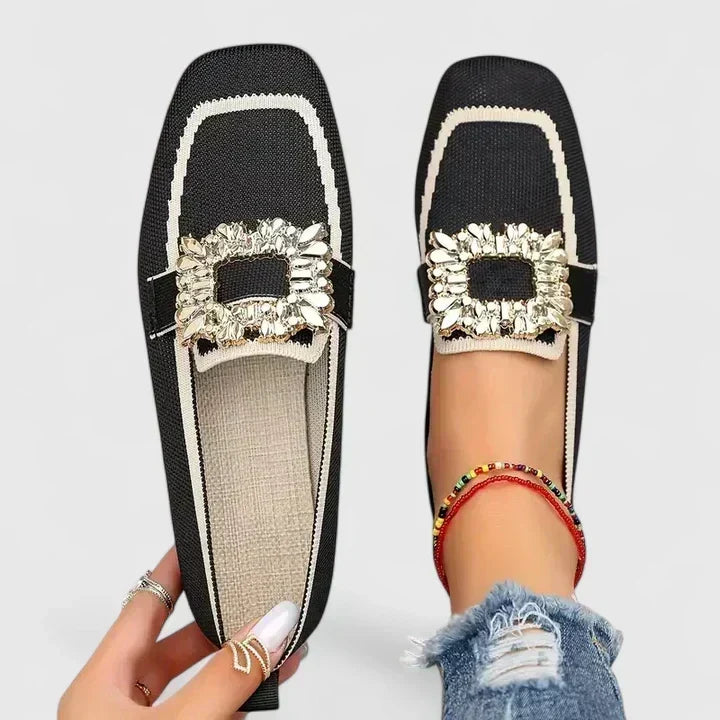 Felisa | Mocasines de punta cuadrada con hebilla joya