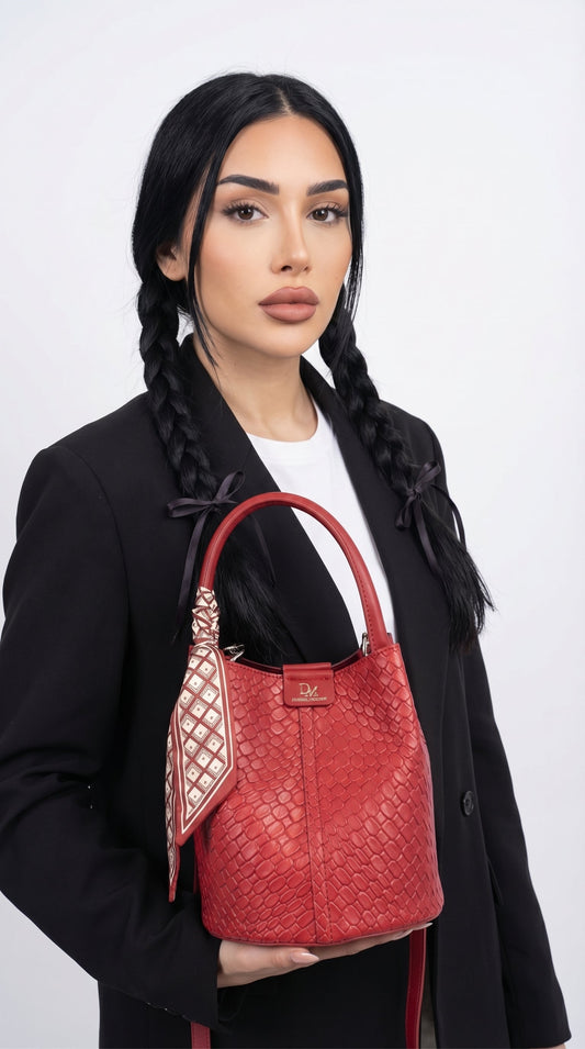 Oihana | Bolso saco trenzado con pañuelo