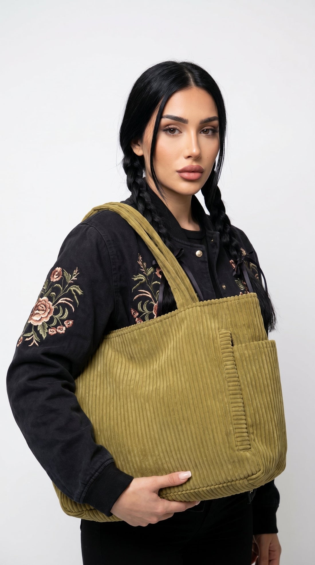 Dafne | Bolso shopper de pana con asa de nudo
