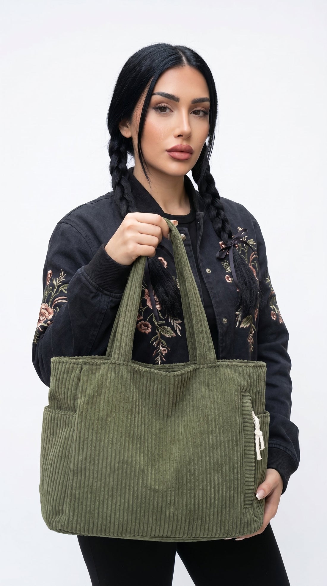 Dafne | Bolso shopper de pana con asa de nudo