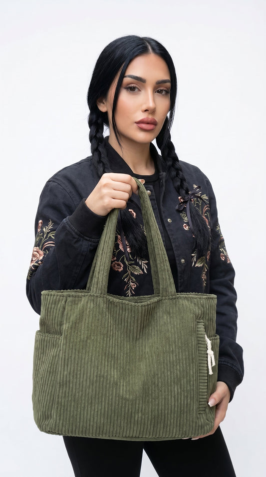 Dafne | Bolso shopper de pana con asa de nudo
