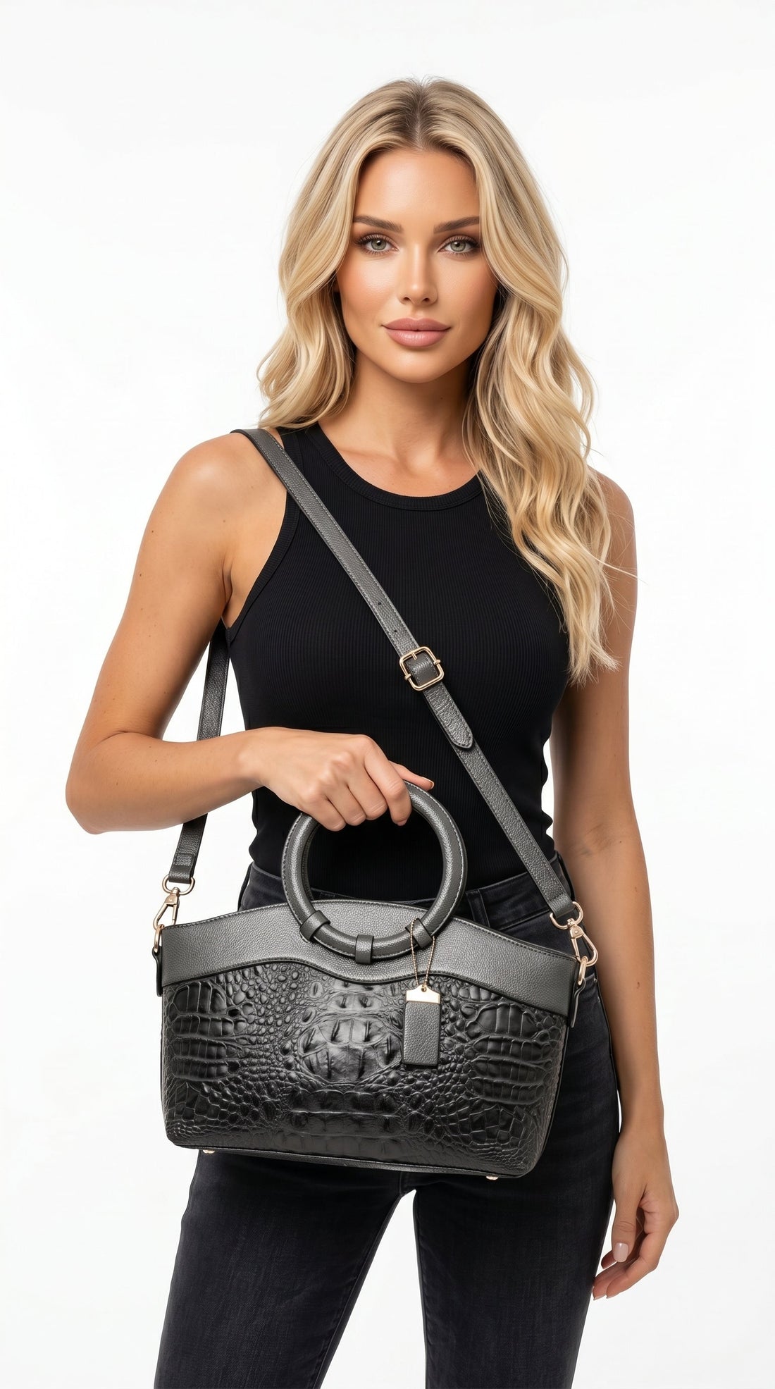 Miranda | Bolso tote efecto cocodrilo