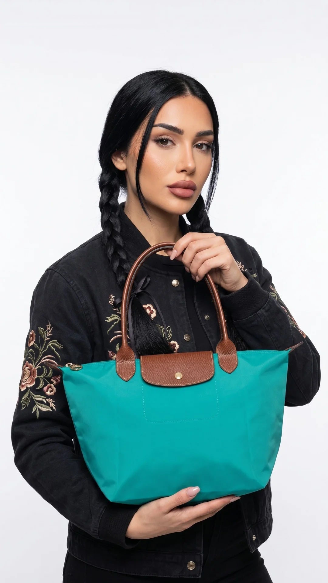 Mara | Bolso tote de nailon con asas de piel