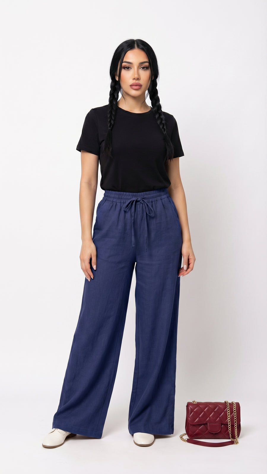 Marisol: Pantalón fluido de pierna ancha en azul